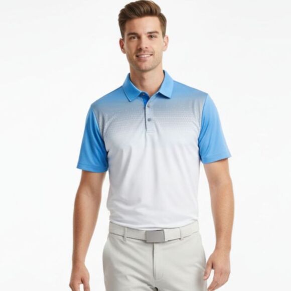 PGA Tour Other - PGA TOUR Pro Series Athletic Fit Blue & White Golf Polo Shirt Size Medium